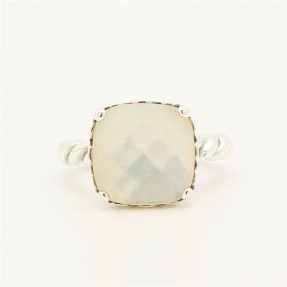 Pandora Twisted Silver Ring Mother of Pearls Sz 7 with original box Impeccable - Picture 2 of 11